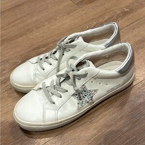 White Sneakers with Silver Star Detail